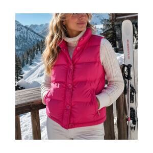 J Crew Down Puffer Vest Womens Small Hot Pink Y2K Coquette Ski Cozy Preppy